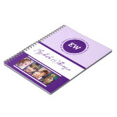 Voeg initialen toe naam 4 foto's wit paars notitieboek (Linkerzijde)