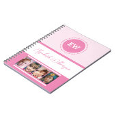 Voeg initialen toe naam 4 foto's wit roze notitieboek (Linkerzijde)