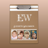 Voeg initialen toe naam 8 foto's bruin wit klembord