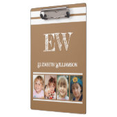 Voeg initialen toe naam 8 foto's bruin wit klembord (Links)