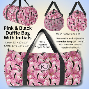 Voeg Initialen toe, Soft Pink Gold Black Swirls Ab Plunjezak