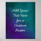 Voeg je aangepaste tekst Paars en Blauwgroen grung Poster (Voorkant)