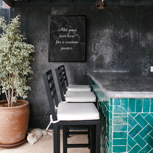 Voeg je aangepaste tekst toe boven de zwarte stand poster