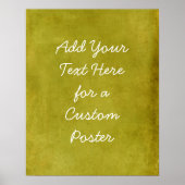 Voeg je aangepaste tekstmosterd Gele Grunge toe Poster (Voorkant)