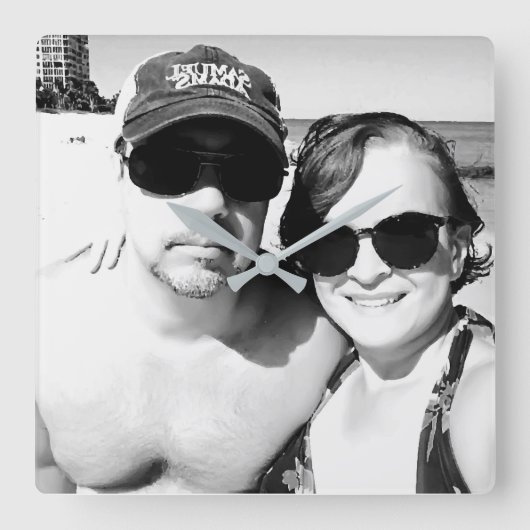 Voeg je Afbeelding aan persoonlijke gegevens toe Vierkante Klok (Voorkant)