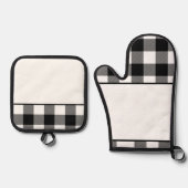 Voeg je Afbeelding/Logo toe Zwart-wit Buffalo Plai Ovenwant & Pannenlap Set (Voorkant)