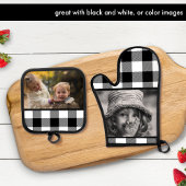 Voeg je Afbeelding/Logo toe Zwart-wit Buffalo Plai Ovenwant & Pannenlap Set