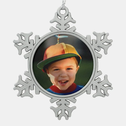 Voeg je Afbeelding Snowflake toe Tin Sneeuwvlok Ornament (Voorkant)