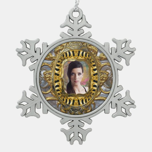 Voeg je Afbeelding toe Barok Snowflake Tin Sneeuwvlok Ornament (Voorkant)