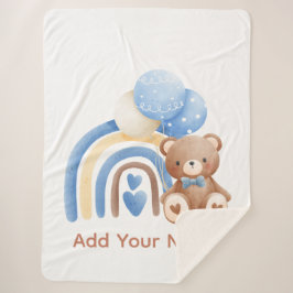 Voeg je Baby naam Sherpa Blanket Throw toe
