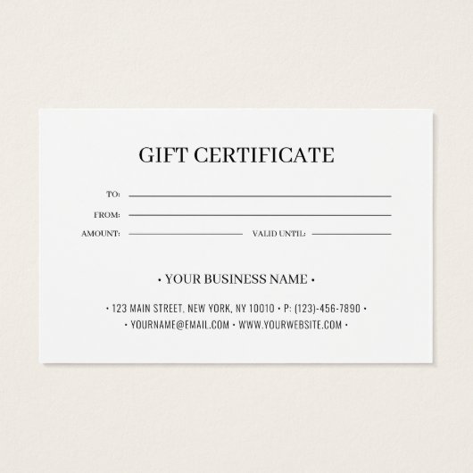 Voeg je bedrijfs Logo aangepast cadeaubon toe Visitekaartje (Achterkant)