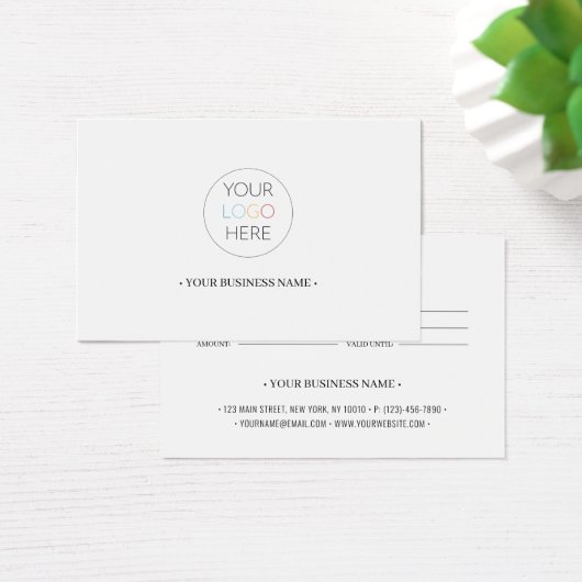 Voeg je bedrijfs Logo aangepast cadeaubon toe Visitekaartje (Bureau)