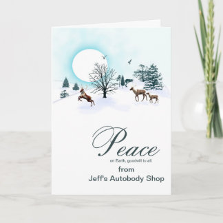 Voeg je bedrijfsnaam toe, Kerstmis met rendier Feestdagen Kaart