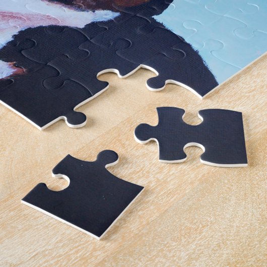 Voeg je bericht, blauwe hemel, diskette oorhond to legpuzzel (Zijkant)