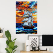 Voeg je bericht toe en verzend een Zee met verzend Poster (Thuiskantoor)