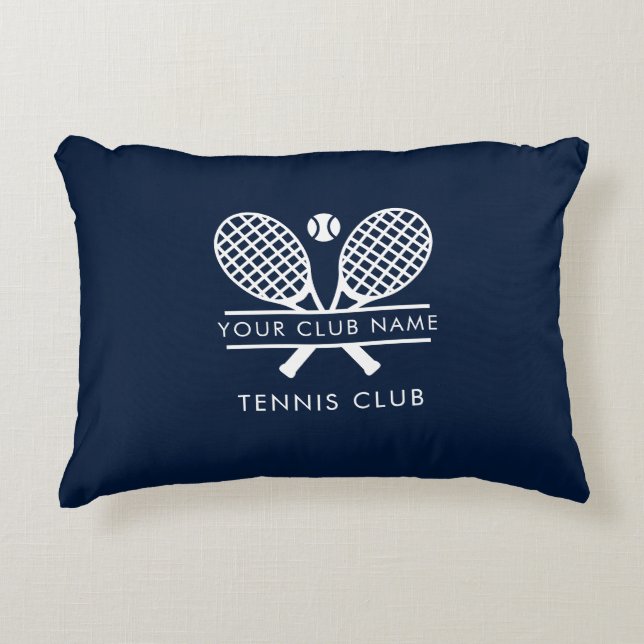 Voeg je clubnaam Tennis Iconen Navy Blue Custom to Accent Kussen (Voorkant)