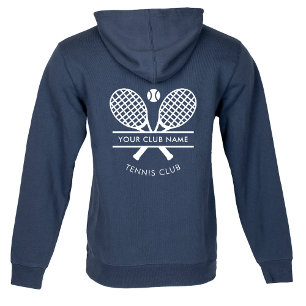 Voeg je clubnaam Tennis Logo Navy Blue toe Hoodie
