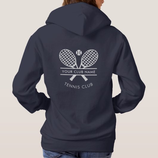 Voeg je clubnaam Tennis Logo Navy Blue toe Hoodie (Achterkant)
