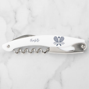 Voeg je clubnaam tennis team elke kleur wit kurkentrekker