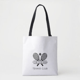 Voeg je clubnaam Tennis Team elke kleur zwart Tote Bag