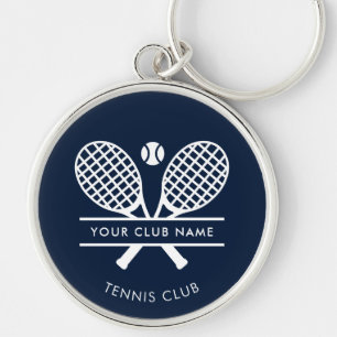 Voeg je clubnaam Tennis Team Navy Blue Custom toe Sleutelhanger