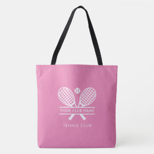 Voeg je clubnaam Tennis Team Pink Players Swag Tote Bag