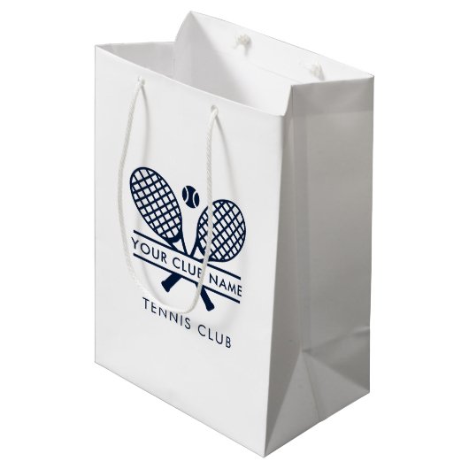 Voeg je clubnaam toe aan Tennis Team Navy Blue Medium Cadeauzakje (Voorkant Gekanteld)