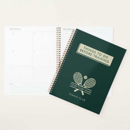 Voeg je clubnaam toe Tennis Team Players Green 202 Planner (Display)
