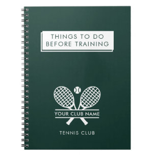 Voeg je clubnaam toe Tennis Team Players Green Notitieboek