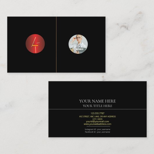Voeg je Custom logo afbeelding circle zwart toe Visitekaartje (Voorkant / Achterkant)