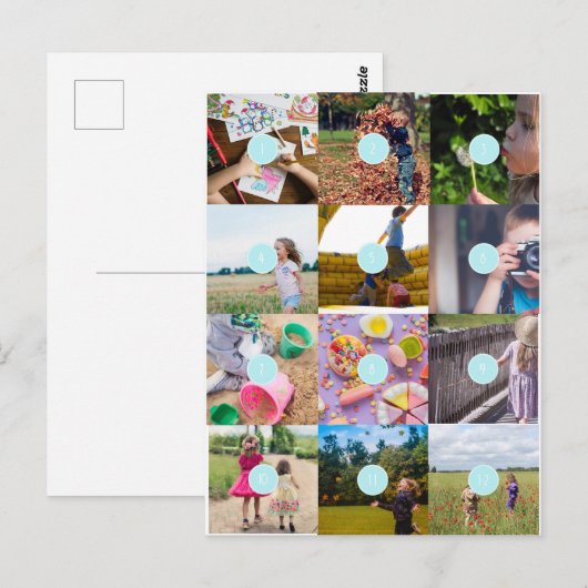 Voeg je eigen 12 foto's  kaart toe (Voorkant / Achterkant)