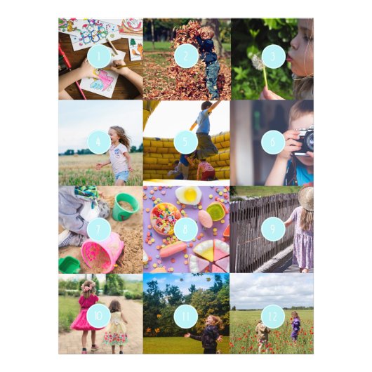 Voeg je eigen 12 foto's  kaart toe foto afdruk (Voorkant)