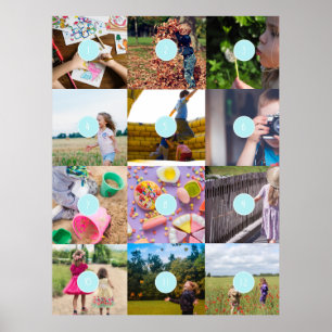 Voeg je eigen 12 foto's kaart toe poster