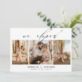 Voeg je eigen 4 foto Elegant Weddenschap-oploting  Kaart (Staand voorkant)