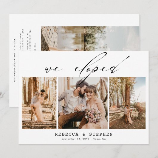 Voeg je eigen 4 foto Elegant Weddenschap-oploting  Kaart (Voorkant / Achterkant)