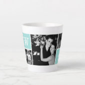 Voeg je eigen 4-fotogalerie en Mint Monogram toe Latte Mok (Voorkant)