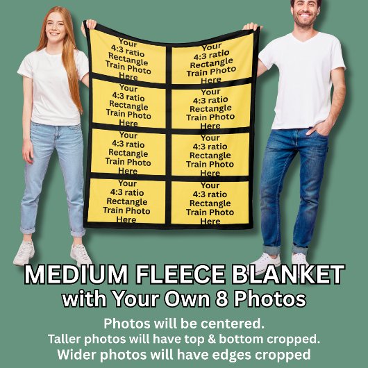 Voeg je eigen 8 treinfoto's toe fleece deken
