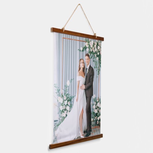 Voeg je eigen | Aangepaste bruiloft foto Hangend Wandkleed (Gebogen)