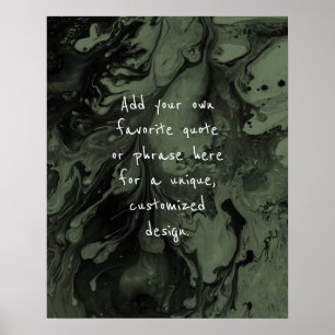 Voeg je eigen aangepaste citaat zwarte marmer toe  poster