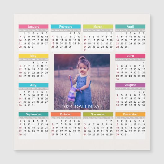 Voeg je eigen aangepaste foto 2024 kalender | Magn (Voorkant)
