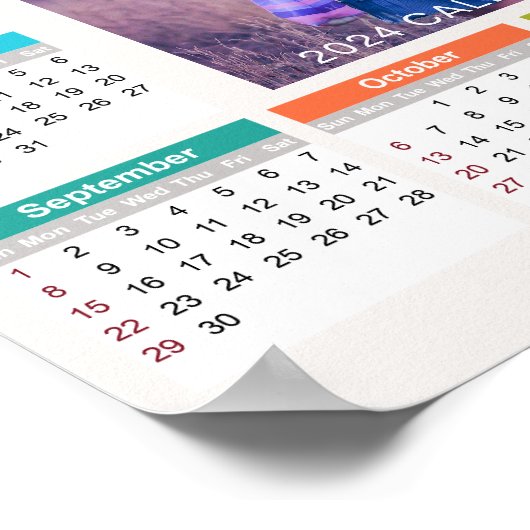 Voeg je eigen aangepaste foto 2024 kalender | POST Poster (Hoek)