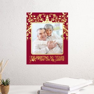 Voeg je eigen aangepaste foto 50th Wedding-Jubileu Folie Afdrukken