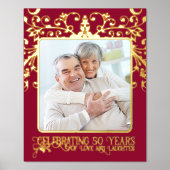 Voeg je eigen aangepaste foto 50th Wedding-Jubileu Folie Afdrukken (Voorkant)