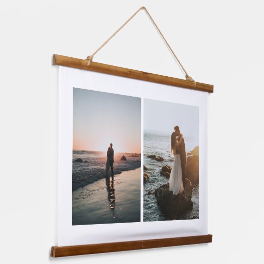 Voeg je eigen aangepaste fotocollage 2 toe hangend wandkleed (Gebogen)