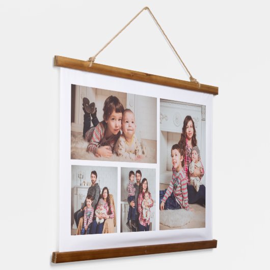 Voeg je eigen aangepaste fotocollage toe 4 hangend wandkleed (Gebogen)