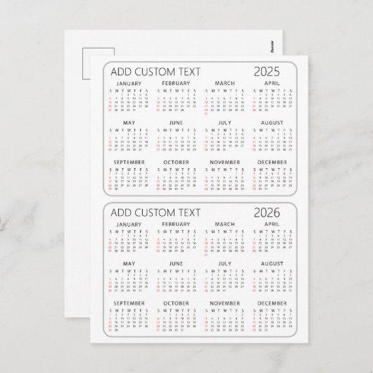 Voeg je eigen aangepaste tekst toe 2025 -2026 Kale Feestdagenkaart (Voorkant / Achterkant)