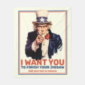 Voeg je eigen aangepaste tekst toe, oom Sam "Ik wi Fleece Deken (Voorkant)