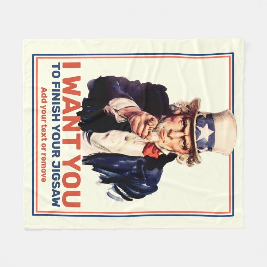 Voeg je eigen aangepaste tekst toe, oom Sam "Ik wi Fleece Deken (Voorkant (Horizontaal))