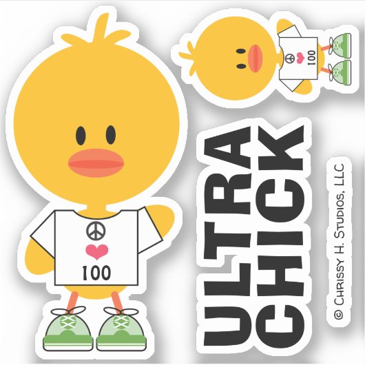 Voeg je eigen afstand ultra runner chick sticker (Voorkant)