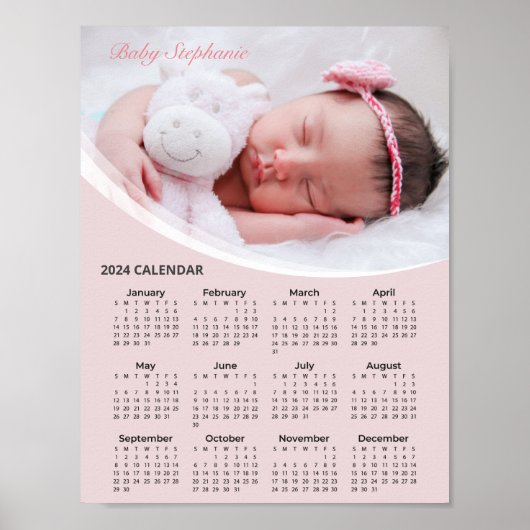 Voeg je eigen Baby Photo 2024 kalender toe | POSTE Poster (Voorkant)